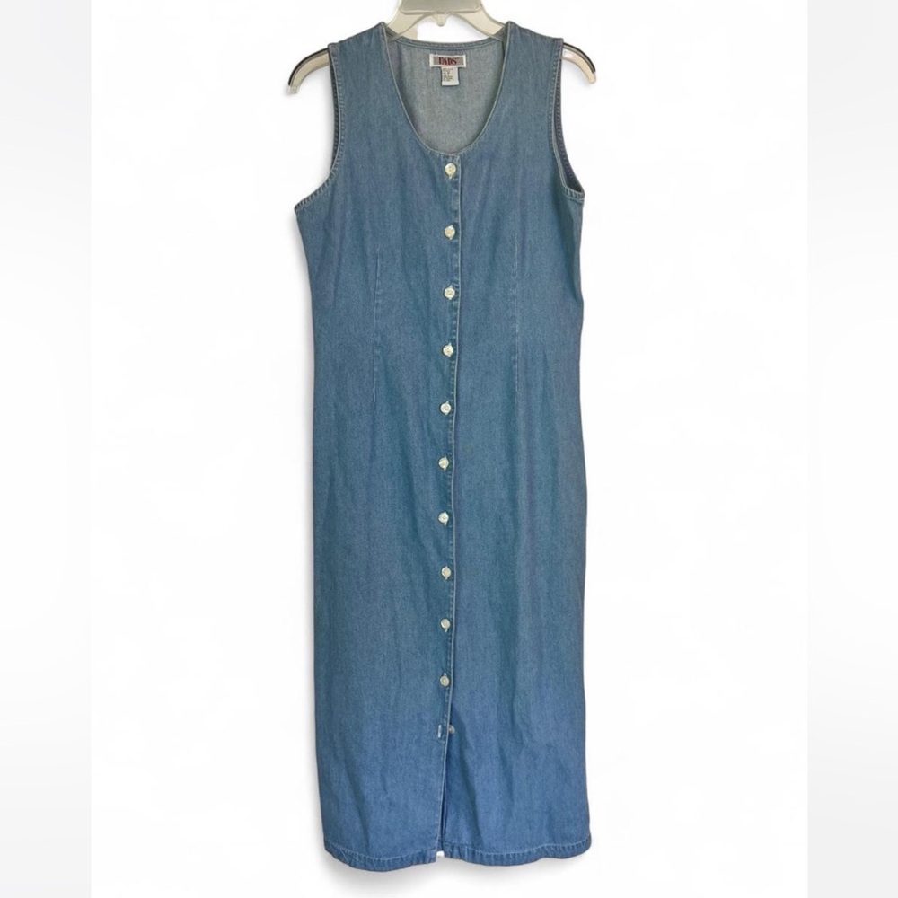 Denim Sleeveless Buttoned Midi Dress